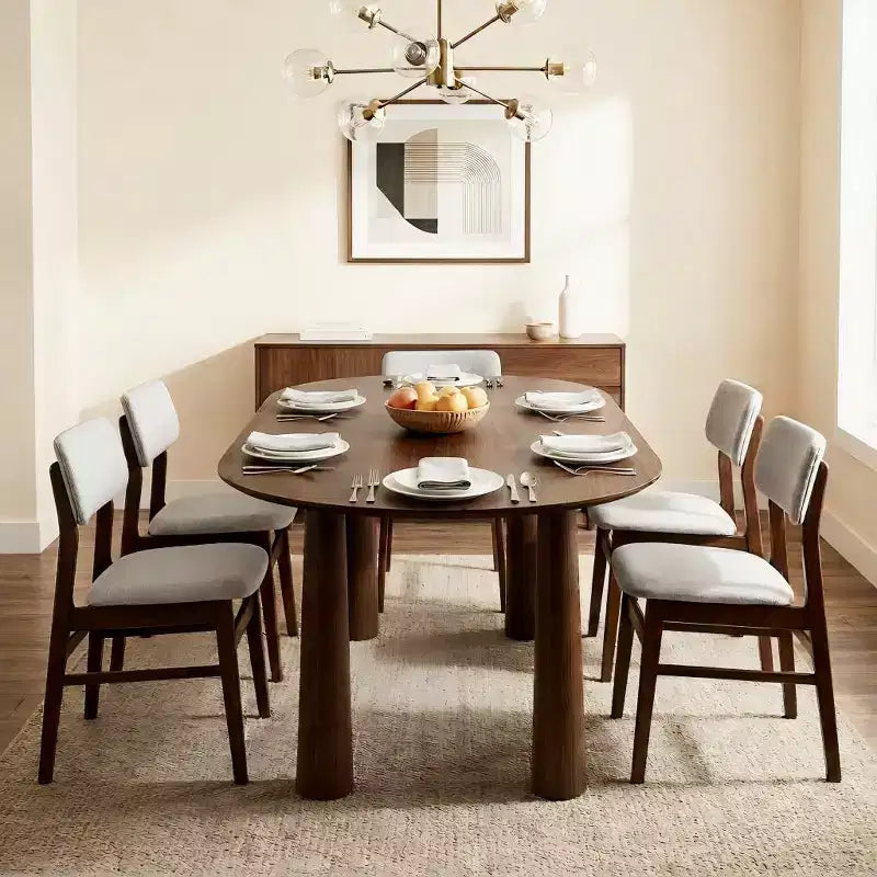 Dovelina ovale houten eettafel van 67 met 4 poten, moderne keukentafel voor 6 personen