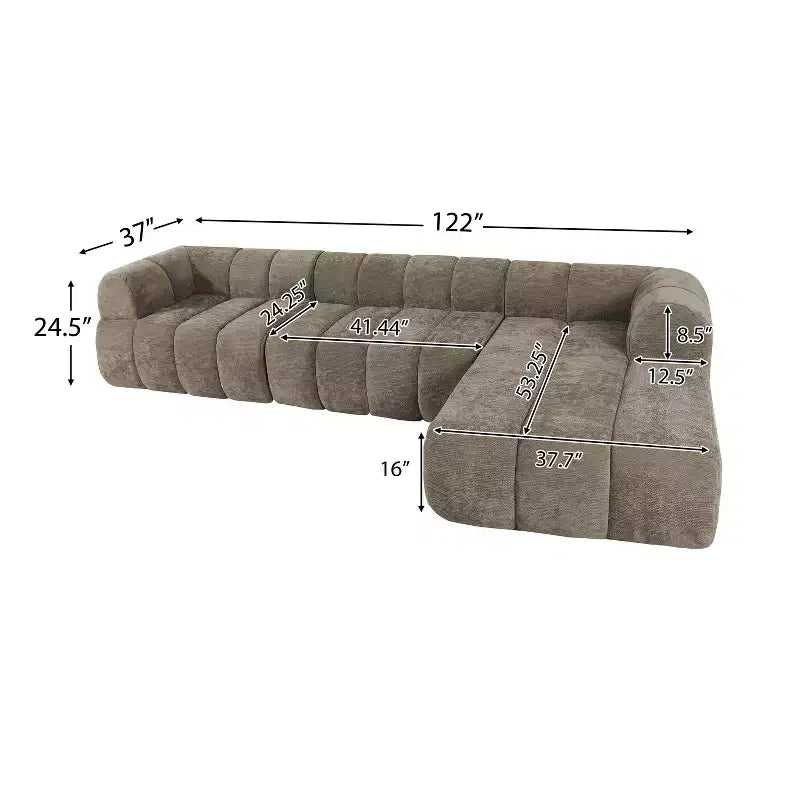 Christopher Knight Home Keri 122 modernes L-förmiges Ecksofa aus hochelastischem Schaumstoff mit niedriger Rückenlehne