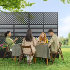MAYEERTY Planter Box with Trellis Iron Black Parallel Line 01 Louvered Classic Combined Style 72x47x16in 3-Piece Set