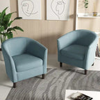 Ensemble de 2 fauteuils club modernes en lin, style tonneau