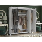 Palace Imports Kyle 4-türiger Kleiderschrank aus 100 % Massivholz mit Türen aus Massivholz oder Spiegelglas