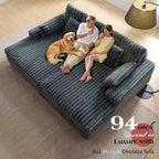 AMERLIFE 93-Zoll-Doppel-Chaiselongue-Sofa für zwei Personen, tiefes Cloud-Sofa mit Lendenkissen und breiten Armlehnen, einfache Montage, Kunstfell