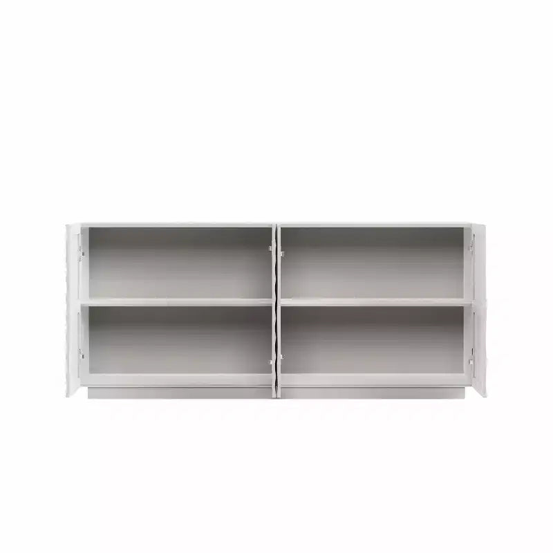 Buffet bahut en spirale moderne 59, meuble de rangement d’entrée artistique bas avec portes à texture ondulée 3D