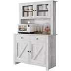 Meuble garde-manger de cuisine avec support pour micro-ondes, vaisselier avec buffet et étagères réglables, pour la cuisine et la salle à manger
