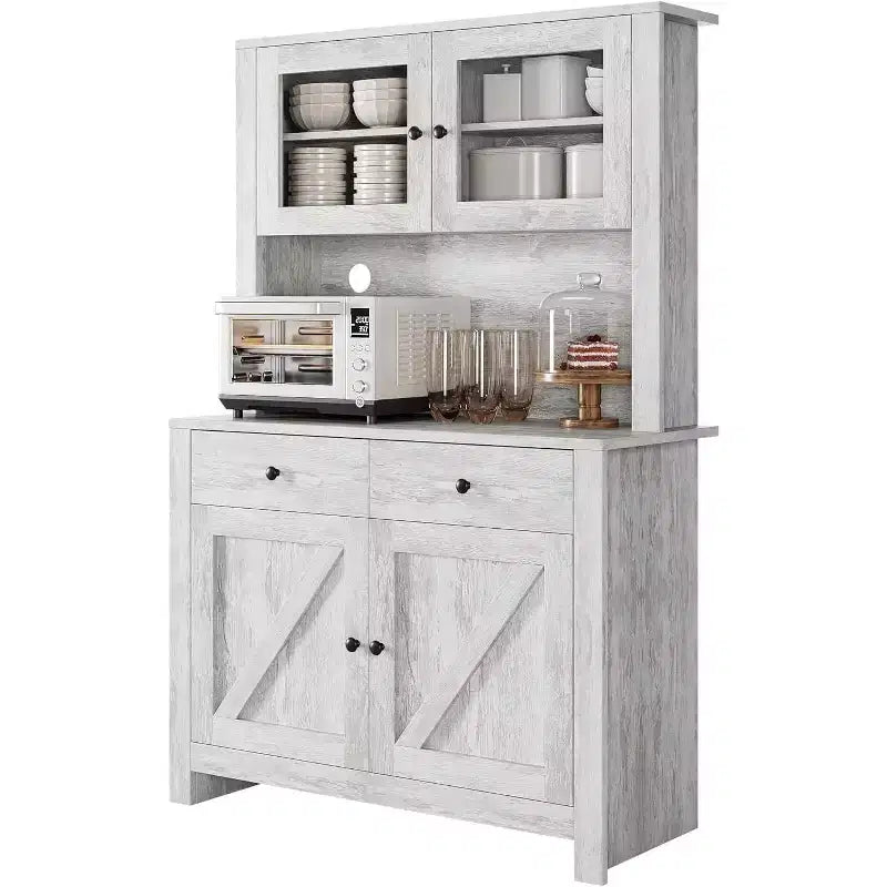 Meuble garde-manger de cuisine avec support pour micro-ondes, vaisselier avec buffet et étagères réglables, pour la cuisine et la salle à manger
