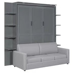 Whisen Modern Design Wood Frame Queen Size Murphy Bed Wall Bed with Sofa and Shelves