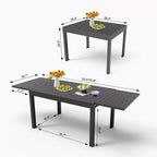 Okak Esstisch aus Aluminium, ausziehbarer Terrassentisch, Küchentisch für das Esszimmer