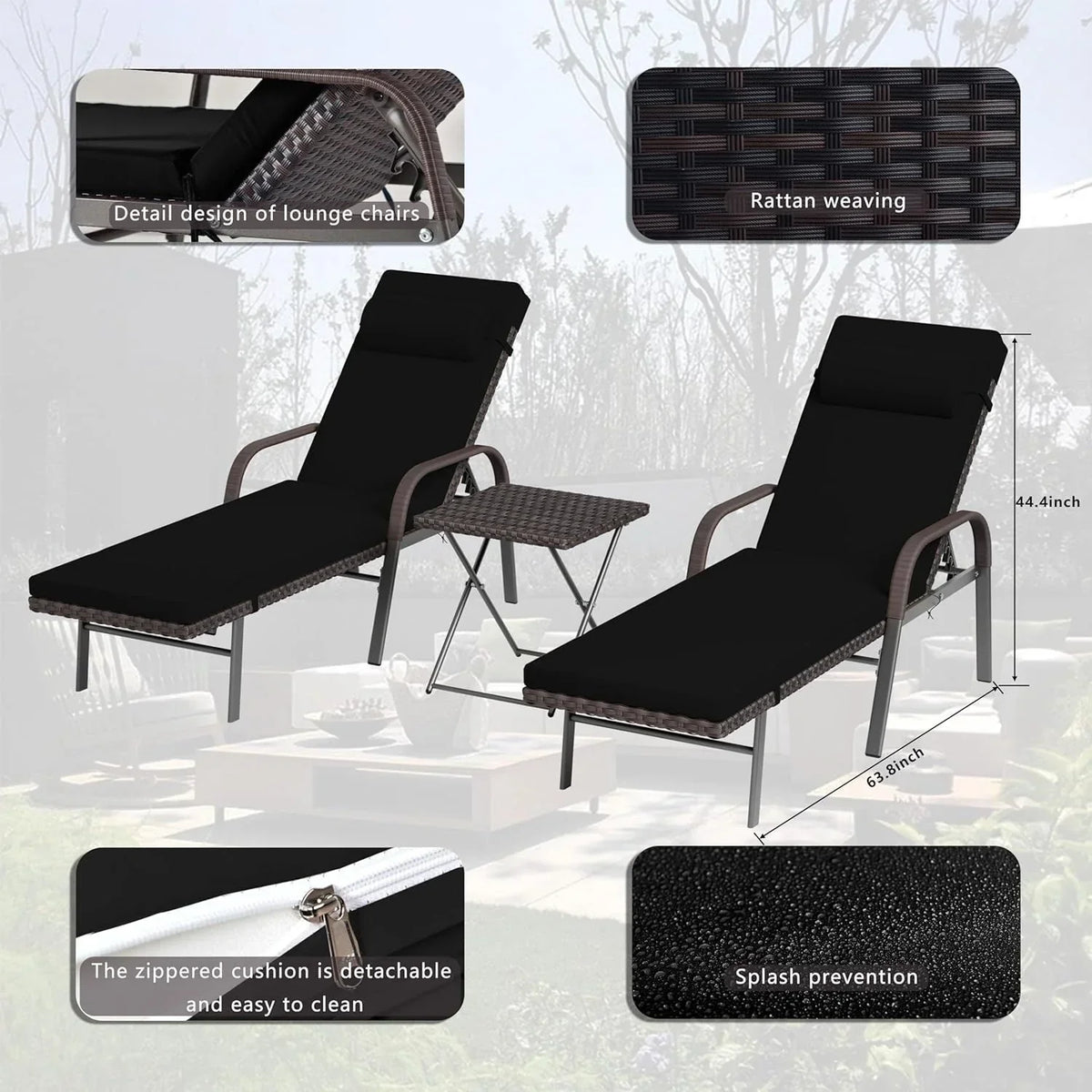 Kullavik 3-teiliges Outdoor-Loungesessel-Set