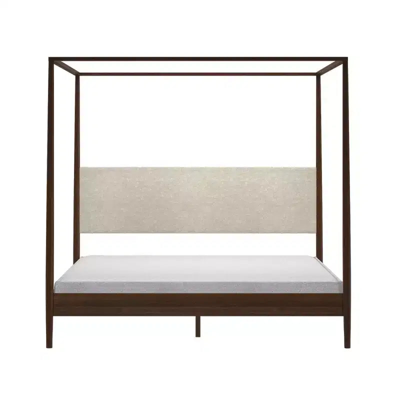 Harbor-Himmelbett in Kingsize mit gepolstertem Kopfteil, Blond/Swiss Coffee (MD2411-01)