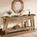 Table console Lantine à 2 niveaux avec 3 tiroirs, console de 70,9 avec rebord surélevé et étagères de rangement pour le salon, le couloir ou l’entrée