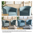 Ensemble de 2 fauteuils club modernes en lin, style tonneau