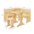 MUSEHOMEINC 3-teiliges Frühstücks-Esszimmerset im traditionellen Stil aus Massivholz mit Seitenbank und verstecktem Stauraum