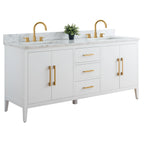Vanity Art 72 badkamermeubel met dubbele wastafel en blad van composietmarmer