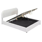 Lit rembourré queen size avec rangement relevable - blanc