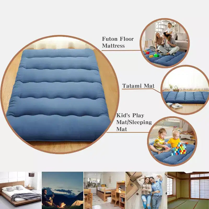 Japans futonmatras, opvouwbare slaapmat voor op de vloer, tatamimat voor thuis, kamperen en als matras