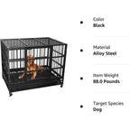 Cage pour chien BOSSIN robuste et indestructible de 48/38 po, chenil anti-fugue avec roulettes verrouillables