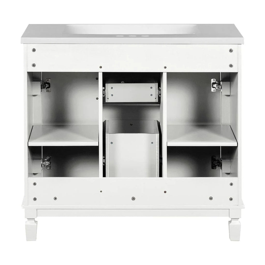Meuble-lavabo moderne de salle de bains de 36 po avec vasque sur plan, armoire à miroir, 2 portes et 2 tiroirs