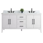 Vanity Art 72 badkamermeubel met dubbele wastafel en blad van composietmarmer