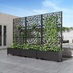 MAYEERTY Planter Box with Trellis Iron Black Net 01 Style 72x47x16in 3-Piece Set