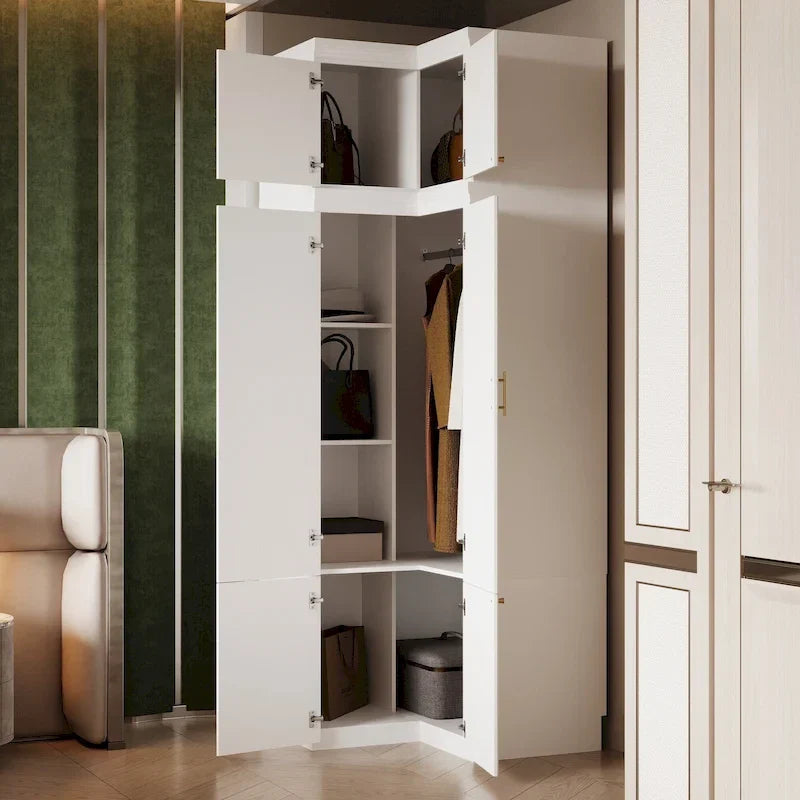 Armoire-penderie de 93,9/74,2 pouces de hauteur avec espace de suspension, tiroirs et rangements