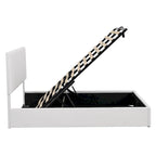 Lit plateforme queen-size rembourré avec système de rangement hydraulique - beige