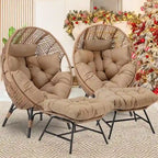 Fauteuil œuf d’intérieur FINCATI, fauteuil œuf d’extérieur supportant 440 lbs, fauteuil œuf surdimensionné avec pouf, fauteuil œuf luxueux et confortable avec repose-pieds