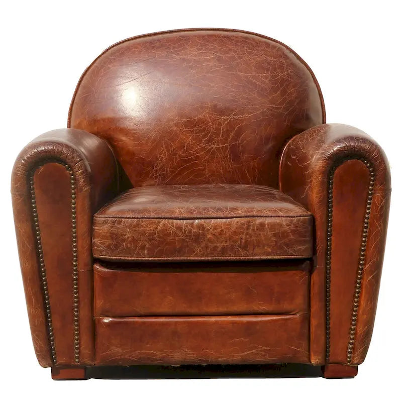 Pasargad Home Paris Clubsessel aus echtem Leder, Braun