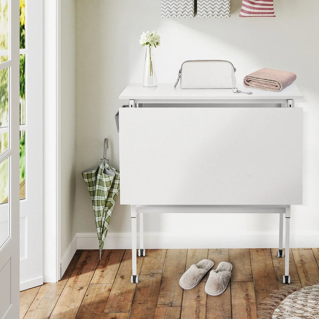 Table de bricolage réglable en hauteur avec étagères de rangement, table de découpe pliante mobile pour bureau à domicile, salle de couture ou atelier créatif