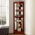 Vitrine d’angle, cerisier/noyer, vitrine à 4 portes en verre