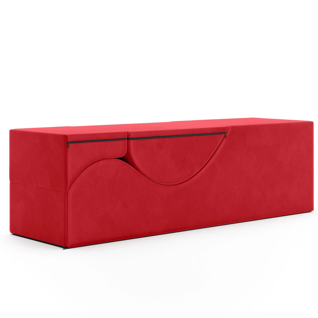 Avana Kami verstellbare Chaiselongue / Yoga und Massage – 2-in-1-Sitzhocker mit verborgenem ausklappbarem Yoga-Loungesessel, Mikrovelours – N/A