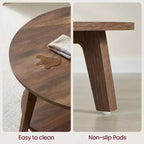 Honingbruine ronde salontafel met 2 opbergniveaus, 31,5 x 17,7 inch, ideaal voor de woonkamer