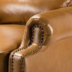 Set aus 2 modernen Elisabete-Sesseln mit hoher Rückenlehne aus echtem Leder und Vintage-Nagelkopfbesatz für Wohnzimmer und Schlafzimmer| ART OF LIVING DESIGNS