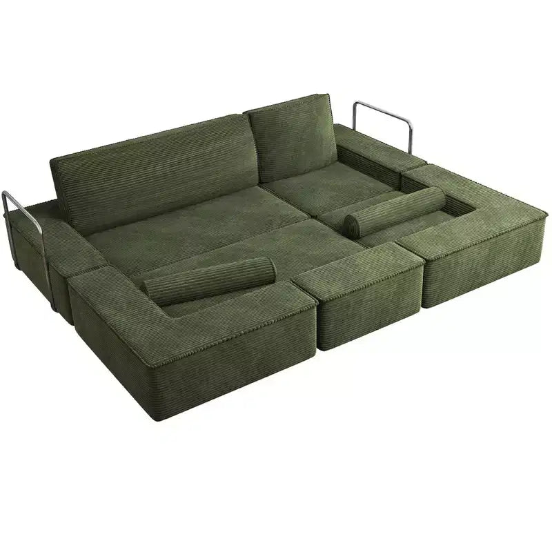 Canapé modulable Cloud convertible, confortable, en velours côtelé, avec assise profonde et coussins hauts, montage facile