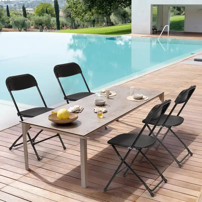 10er-Pack Kunststoff-Klappstühle mit einer Tragfähigkeit von 350 lb für Veranstaltungen, Büro, Hochzeiten, Partys, Picknicks und Küche