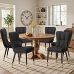 Bekrvio Dining Room Chairs Set of 6, Modern Upholstered Faux Leather Seat with High Back, Metal Legs, Armless Kitchen Chairs for Living Dinning Room