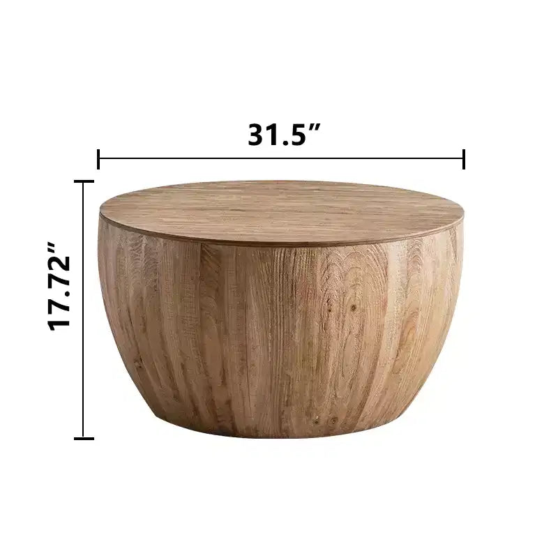 Table basse ronde de rangement rétro, en bois, adaptée au salon, à la salle à manger ou au bureau.