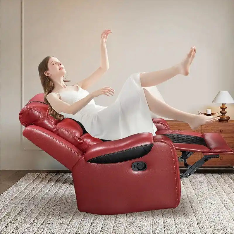 Ruime relaxfauteuil van kunstleer in Amerikaans design voor de woonkamer