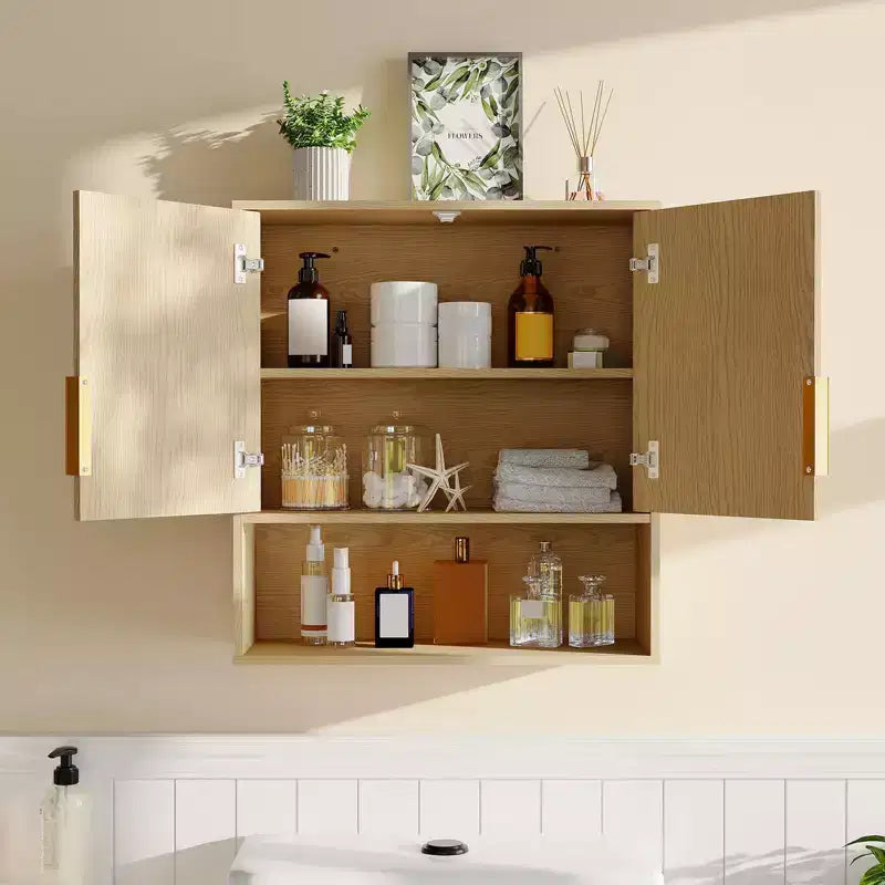 Badkamerwandkast - medicijnkast met schuurdeuren en verstelbare plank - wandkast van 25 x 23,6 x 9 inch
