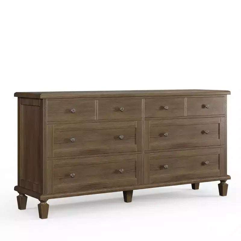 Ladekast met 8 laden voor de slaapkamer, vintage ladekast van 59 inch en tv-meubel met gebeeldhouwde handgrepen en taps toelopende poten, houten ladekast met ruime opbergruimte