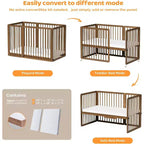 JOYMOR 8 in 1 Convertible Crib, Include 2 Mattress, Converts to Bassinet, Mid Crib, Full Size Crib, Daybed,Toddler Bed and Playard