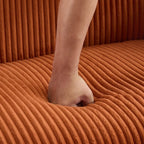 Canapé 2 places rembourré en tissu velours côtelé avec pieds en bois de noyer