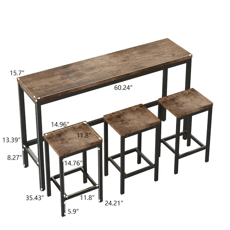 Ensemble de table de bar avec 3 tabourets