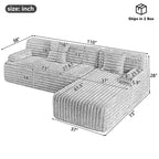 Cloud-Ecksofa, modernes Polstersofa mit 2 Zierkissen, frei kombinierbares Sofa, modulares L-förmiges Ecksofa