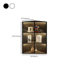 Modern Grey Metal Wood Corner Display Cabinet with Glass Door
