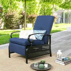 Fauteuil inclinable réglable de salon pour extérieur avec coussin - 38 (P) x 26.5 (L) x 38.5 (H) POUCES