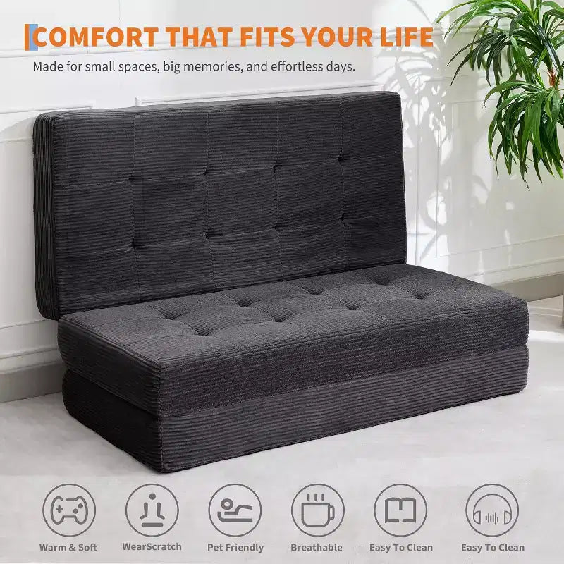 39x75 dreifach faltbares Schlafsofa aus Memoryschaum, 6-fach gesteppte Matratze