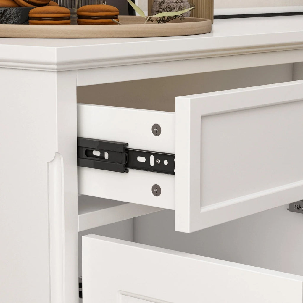 59,1-inch wit buffetdressoir, modern uit het midden van de eeuw, eigentijds, gelakt