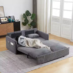 64,5 3-in-1-Schlafsofa aus Cord mit ausziehbarem Bett