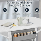 Table de bricolage réglable en hauteur avec étagères de rangement, table de découpe pliante mobile pour bureau à domicile, salle de couture ou atelier créatif