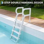 Stevige zwembadladder met 5 treden en dubbele leuningen, antislip en robuuste PE-treden, draagvermogen van 400 lb, geschikt voor ingegraven en bovengrondse zwembaden van 48-54 inch